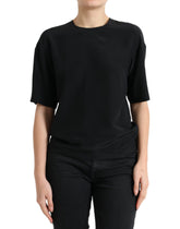 Dolce & Gabbana Black Silk Round Neck Short Sleeve Blouse Top -   -  Dolce & Gabbana.